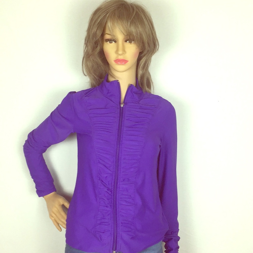 90 Degree By Reflex Purple ZIP Up  Sweater
